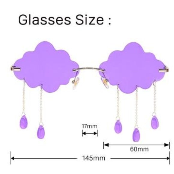 Blue Rimless Vintage Clouds Tassel Sunglas S007 - Picture 3 of 4